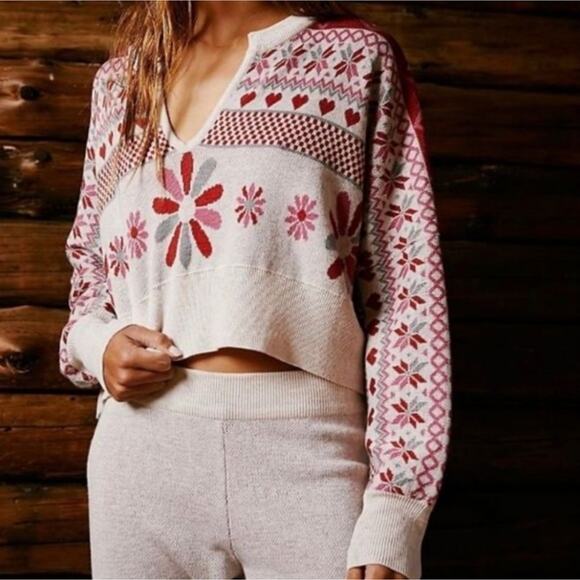 NWT Free People Cocoa Kisses Cropped Sweater - Picture 1 of 8